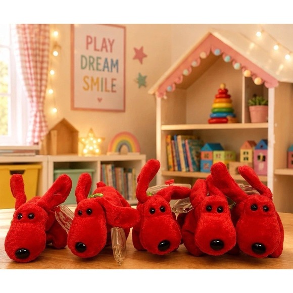 Ty Other - NEW 5 Teenie Jingle  Beanies Rover  (Red‎ Dogs) So Adorable!